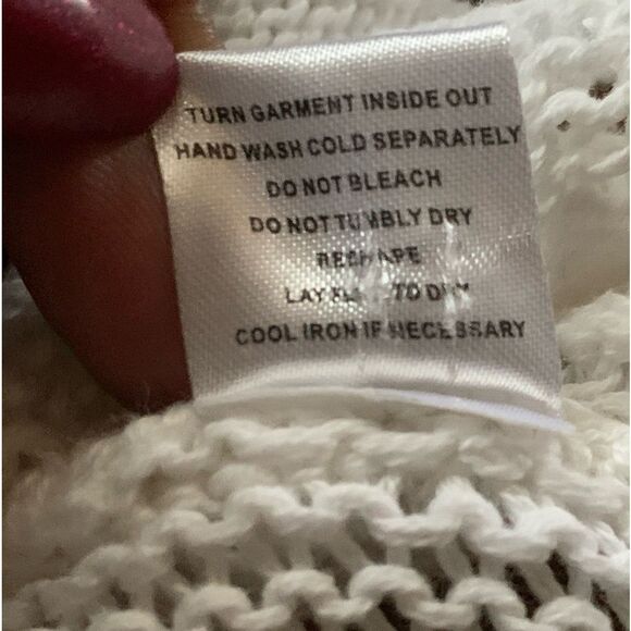 White Open Crocheted Beads Cardigan Sweater - Picture 13 of 15